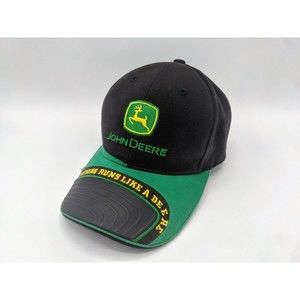 K-Products John Deere Adjustable strap Hat Rubber Plowed Field Brim Green Black